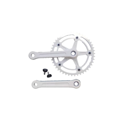 Pedalier Fixie Extra+ Deluxe Mono Plateau 46 Dents 165 Mm Blanc